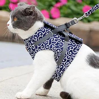 

Cat Harness Japanese Style Pet Dog Cat Harness Leash Vest Collar Outdoor Walking Leash Set for French Bulldog Chihuahua Pug