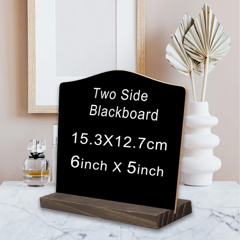 

4pcs Double Sided Wooden Blackboard Square Message Board With Holder Small Note Chalk Board Home Decor