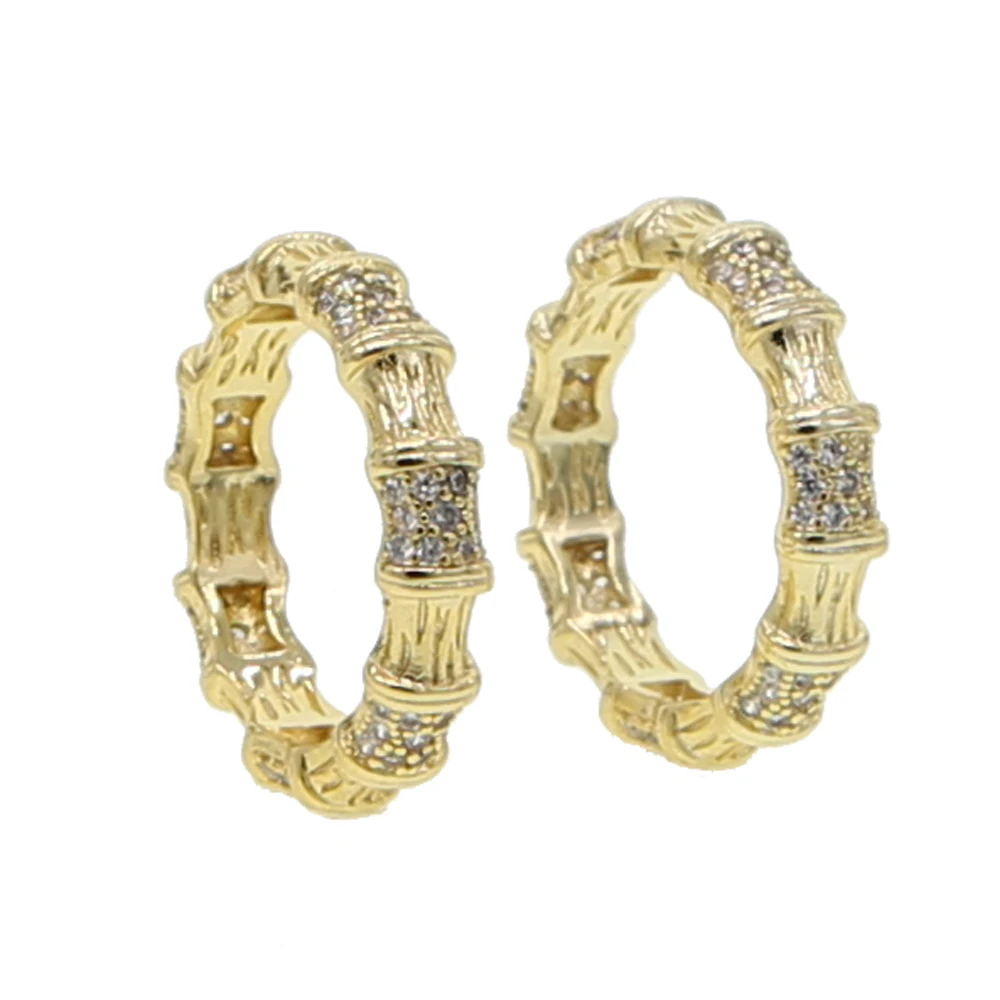 Cz бамбуковое Кольцо Вечности с золотым наполнением винтажное Современное женское штабелирующее кольцо Размер США 6 7 8