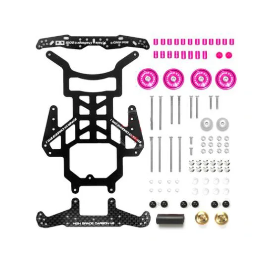 Супер XX/SX/SXX EVO.1 шасси 94780 Обновление части набор FRP из углеродного волокна шасси роликовый комплект для Tamiya мини 4WD гоночная модель автомобиля - Цвет: pink