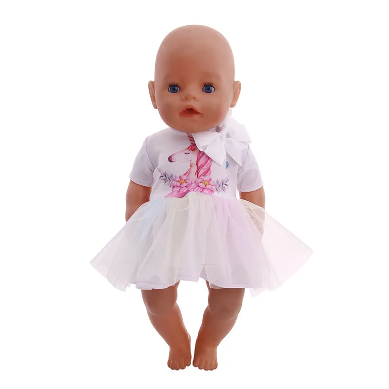 Новые кукольные аксессуары платье единорога+ повязка для волос подходит для 18 дюймов американская кукла 43 см детская кукла, поколение, подарок