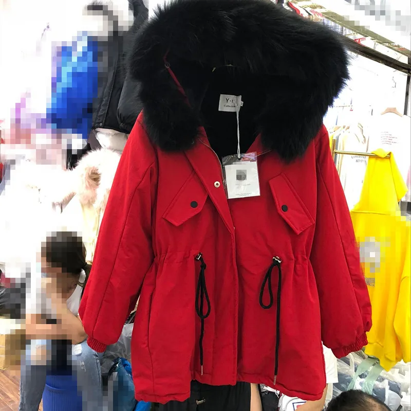 

New Women Winter Cotton-padded Jacket Korean Loose Coats Warm Thick Large Fur Collar Down Cotton Clothes Outwear Mujer 2019