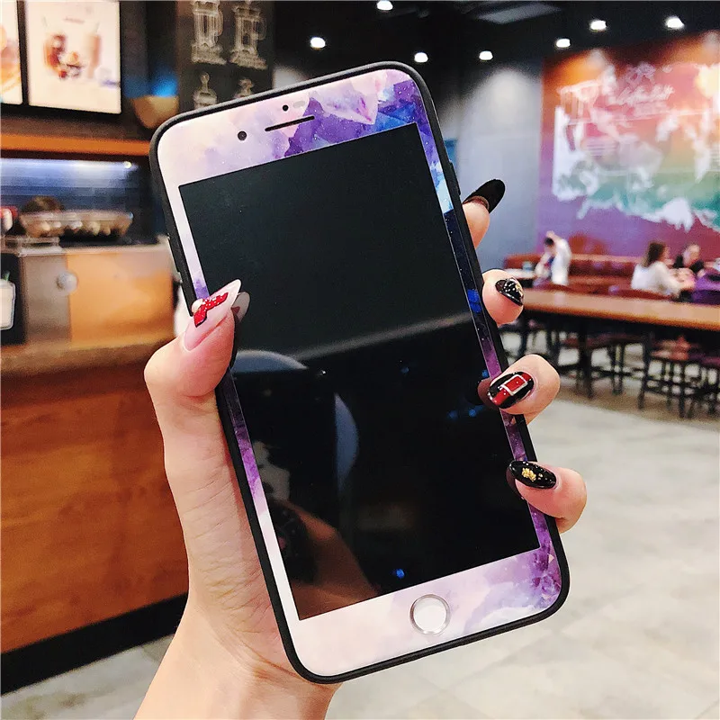 Цветной мультяшный протектор экрана для iPhone 11 Pro Max 3D мягкий край закаленное стекло для iPhone XS MAX XR 7 8 PLUS шикарное стекло - Цвет: C