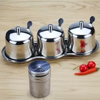 

Stainless Steel Seasoning Box Seasoning Home Seasoning Jar Bottle MSG Seasoning Box Salt Pot Kitchen Supplies Spice Container