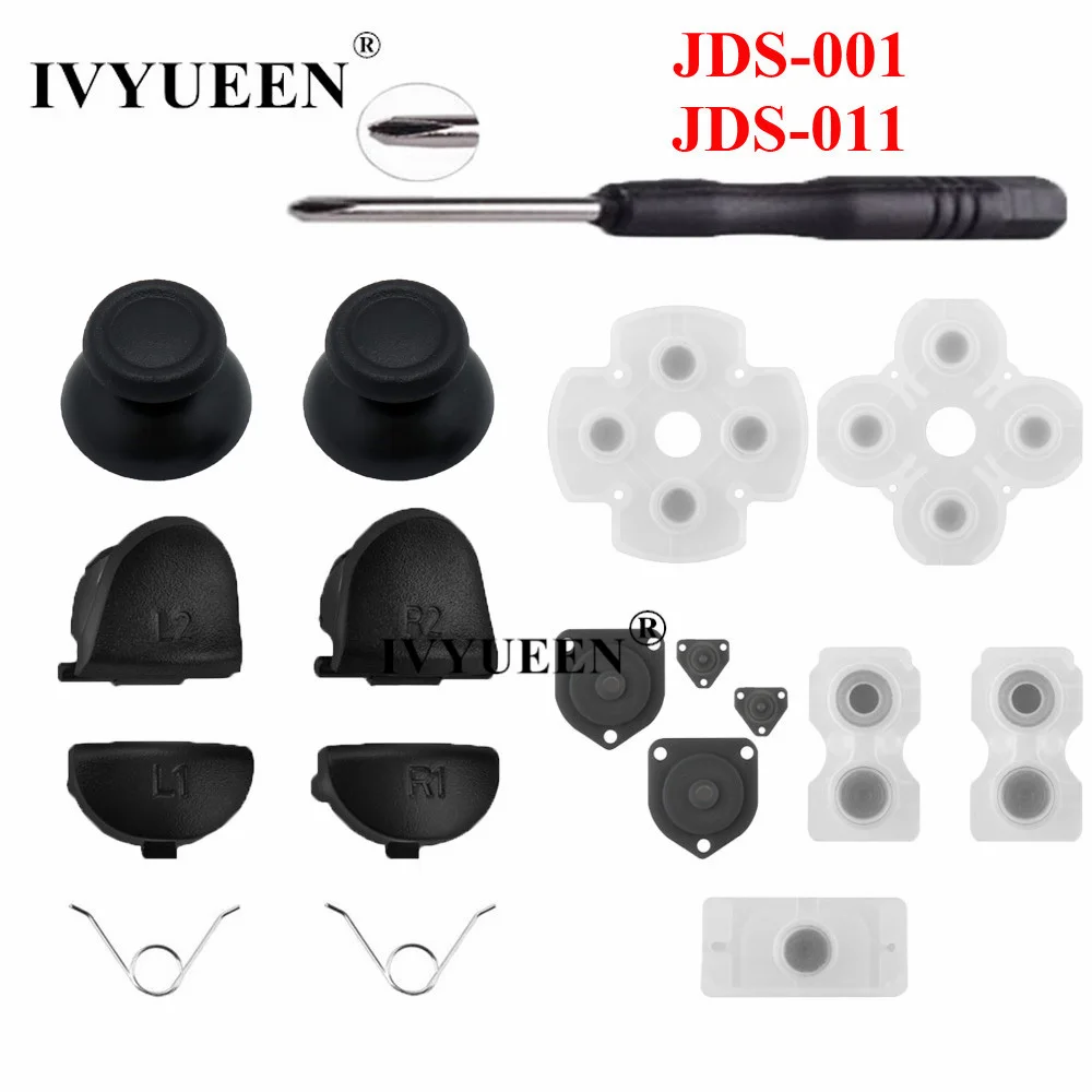 JDS-001 IVYUEEN для Dualshock 4 PS4 PRO тонкий контроллер L1 R1 L2 R2 триггерные кнопки аналоговая палка+ проводящая резиновая Кнопка Запасные части - Цвет: JDS-001