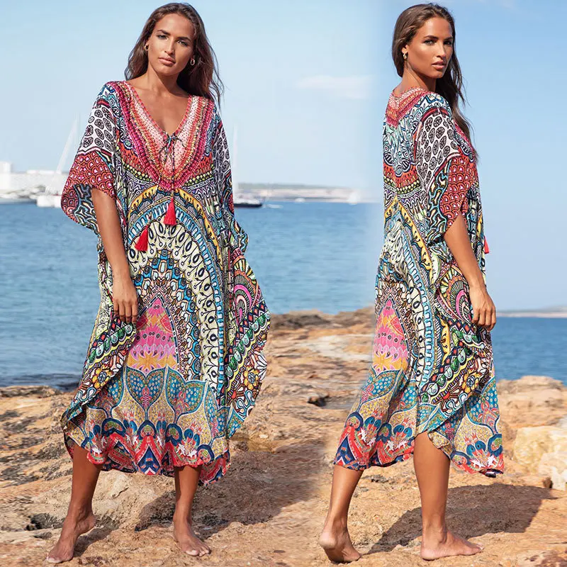 

Chiffon Beach Cover up Tunics for Beach Print Bikini Cover up Saida Praia Beach wear Pareo Clothes for the beach Swimsuit cover