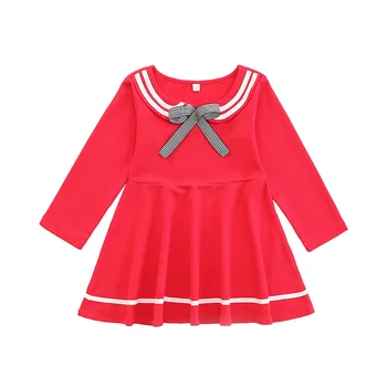 

3-12Yrs Big Kids Navy Style Dress Girls Long Sleeve Dresses for Girl Children Spring Autumn Fall Preppy Clothes 2020 Brief Dress