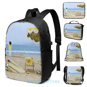 

Funny Graphic print Neil Young On The Beach USB Charge Backpack men School bags Women bag Travel laptop bag