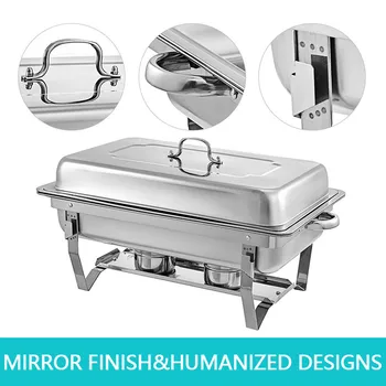 

1/1 Food Pan Food Chafing Dishes Kitchen Restaurant Set Water Pan Fuel Warmer Hot Plate Holder with Lid Catering Stainless Steel