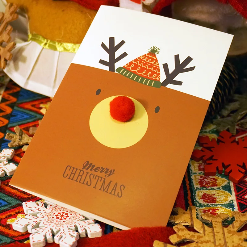 5 шт./упак. каваи мультфильм олень рождественские поздравительные открытки конверт древесная целлюлозная бумага письмо милые конверты для приглашений маленькие подарки - Цвет: maozi