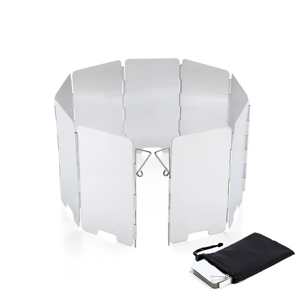 

9 Plate Foldable Gas Stove Wind Shield Outdoor Windproof Screen Aluminium Alloy Picnic Stove Windshield Camping Cooking Burner