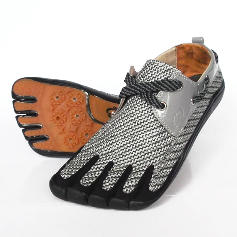 IDEALSLIM/5 пальцев; обувь для прогулок в тренажерном зале; мужские Нескользящие кроссовки; светильник; Мужская обувь с 5 носками - Цвет: Grey