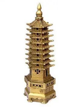 

Chinese Pagoda Religion Tower Bronze Statue Decoration 9-Tier #0312
