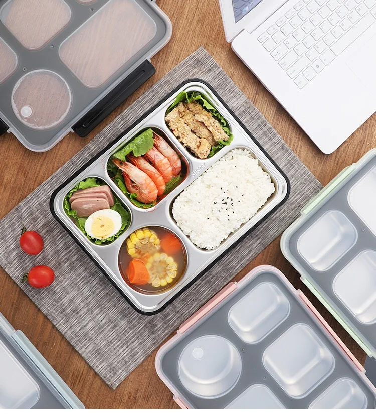 compartimentos leakproof bento caixa recipiente de alimento com utensílios de mesa