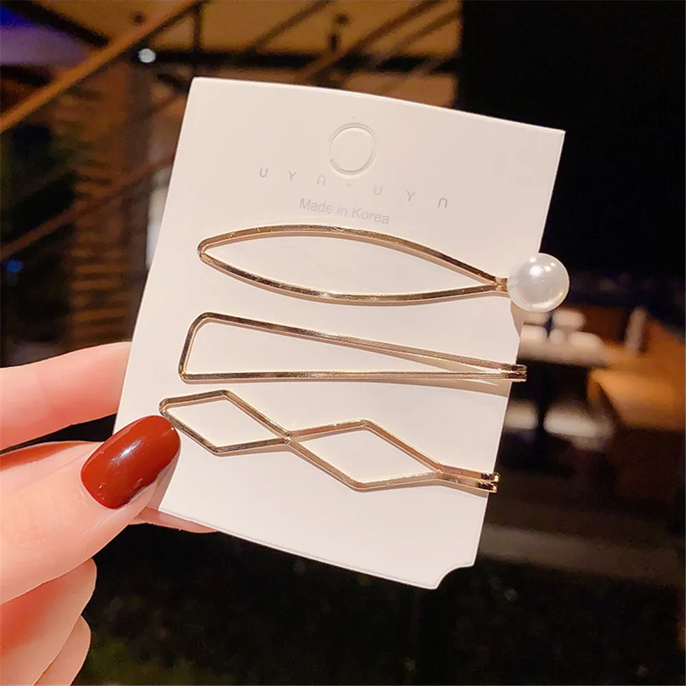 vintage hair clips 1 Set Korea Simple Metal Hair Clips for Women Geometric Rhombus Gold Silver woman Hairpins Hair Accessories Barrettes Clips Women's Hair Accessories