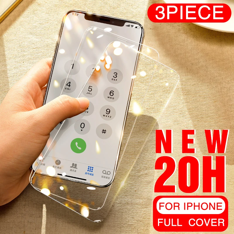 3 шт. полное покрытие стекло на iPhone 11 pro X XS макс. закаленное для Pro MAX 7 8 6 6s Plus