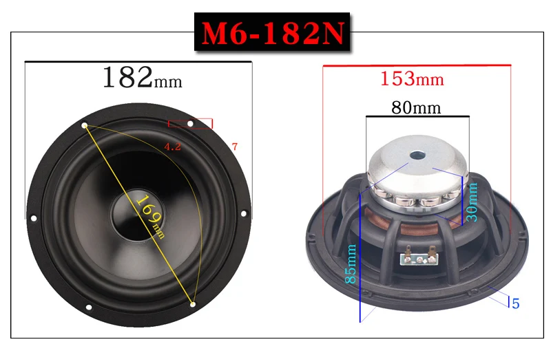 182mm puro unidade de alto-falante freqüência completa