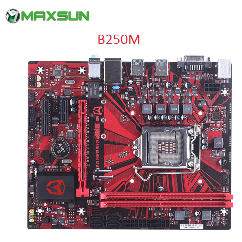 Оригинальная игровая материнская плата MAXSUN B250M R2.0 mATX Intel LGA1151 SATA3.0 USB3.0 двухканальный DDR4