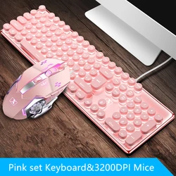Teclado y ratón con cable para juegos, Kit de Gamer con retroiluminación, silencioso, 3200Dpi, para PC y portátil