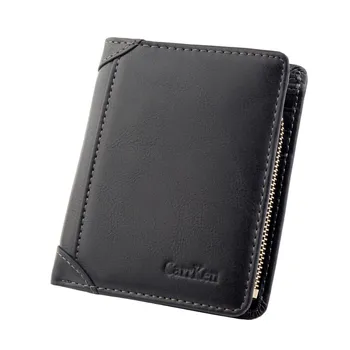 

2019 Men's Short Wallet PU Leather Multi Card Holder Retro Wallet Fashion Zip Wallet Coin Purse Tri-fold Wallet
