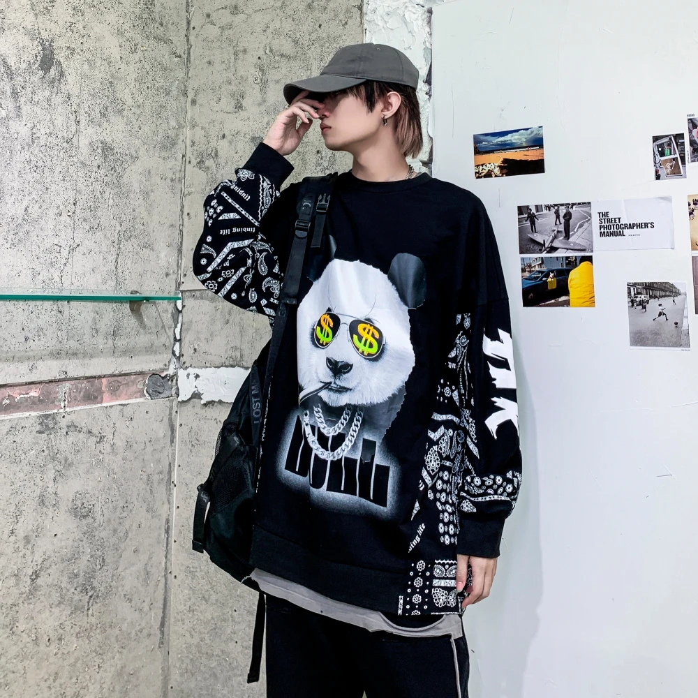 2021 футболку с длинным рукавом принтом для мужчин Уличная Модная хлопковая