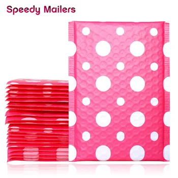 

5PCS 150x200+40mm Pink Polka Dots Poly Bubble Mailers,Self Sealing Padded Mailing Envelopes,Polka Dots Design for Gift Packing