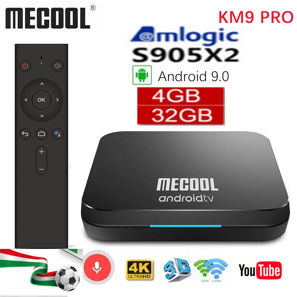 

MECOOL KM9 Pro Google Certified Androidtv Android 9.0 TV Box 4GB RAM 32GB Amlogic S905X2 4K ATV