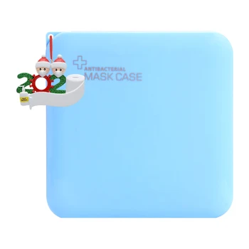 

Mask Storage Box Temporary Clip Kids Face Mask Storage Case Respirator Organizer with Christmas Tree Pendant