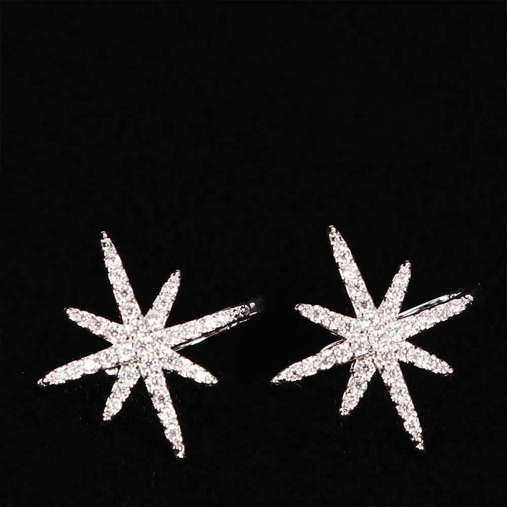 

Trendy Cubic Zircon Star Ear Cuff Clip Earrings For Women Micro Pave CZ Zircon Big Clip Earrings Cuff 1 Pair