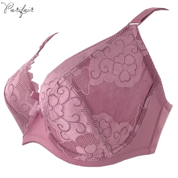 

PariFairy Full Coverage Unlined Bra Floral Lace Fly Bra Female Brassiere Lingerie Push Up Comfortable Plus Size D E F Cup 80-105