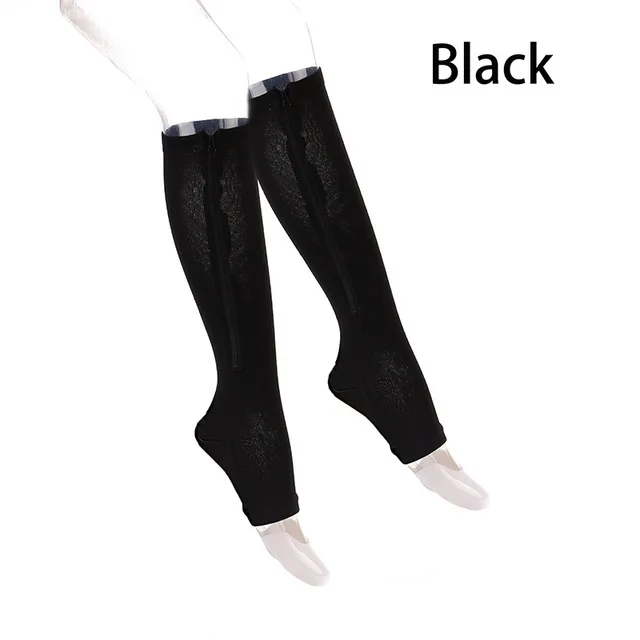 CXZD, унисекс, Компрессионные носки, на молнии, для поддержки ног, гольфы, женские, мужские, с открытым носком, тонкие, Анти-усталость, эластичные чулки, носки для мужчин - Цвет: black