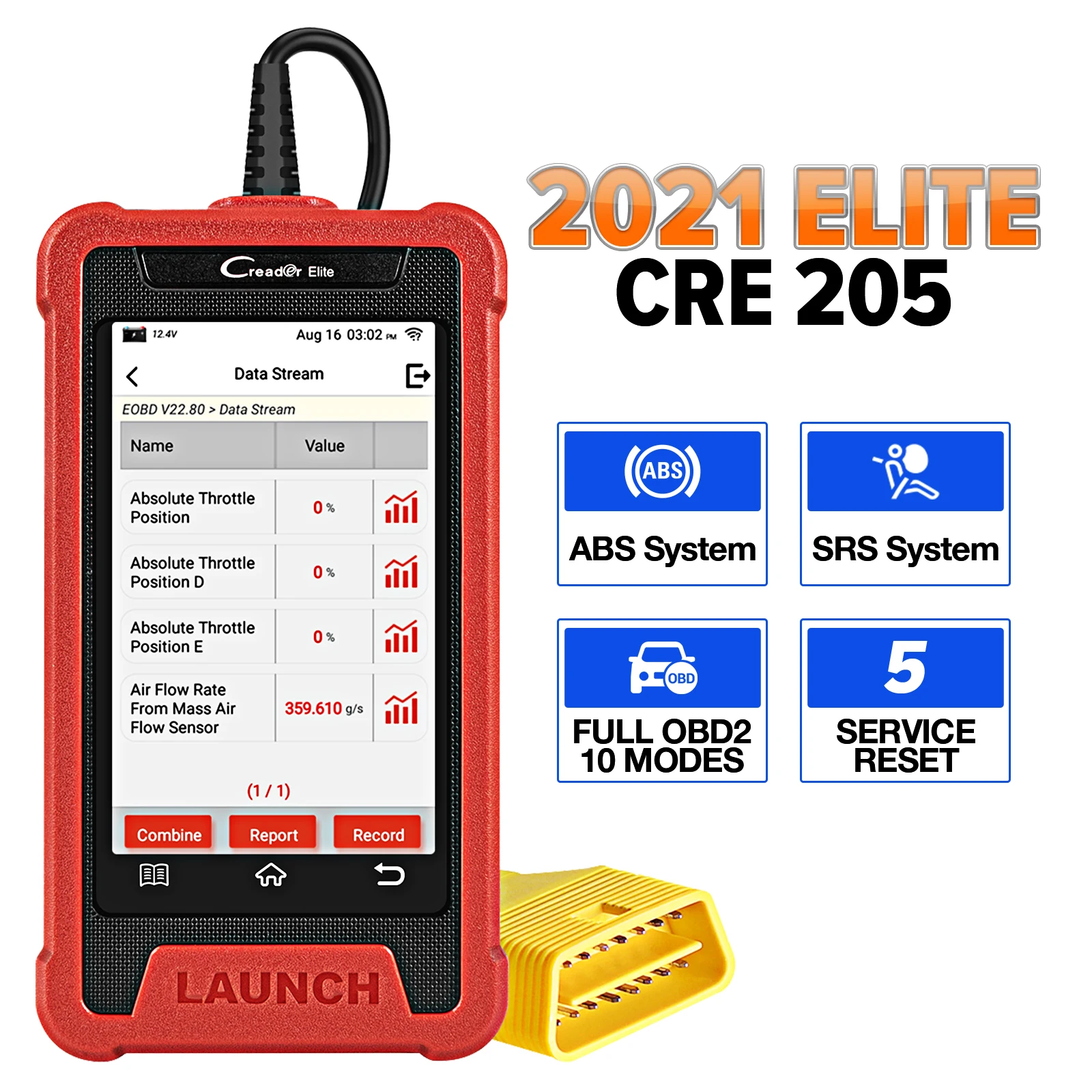 LAUNCH X431 CRE205 OBD2 Diagnostic Tool Work ABS Airbag SRS System EPB Oil TPMS SAS 16 Reset Services PK CRP129E Car OBD Scanner |