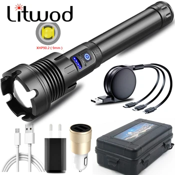 

Powerbank XHP90.2 4-core Led Flashlight Torch Usb Rechargeable 18650 or 26650 Battery Zoom XHP70.2 Aluminum Lantern night lamp