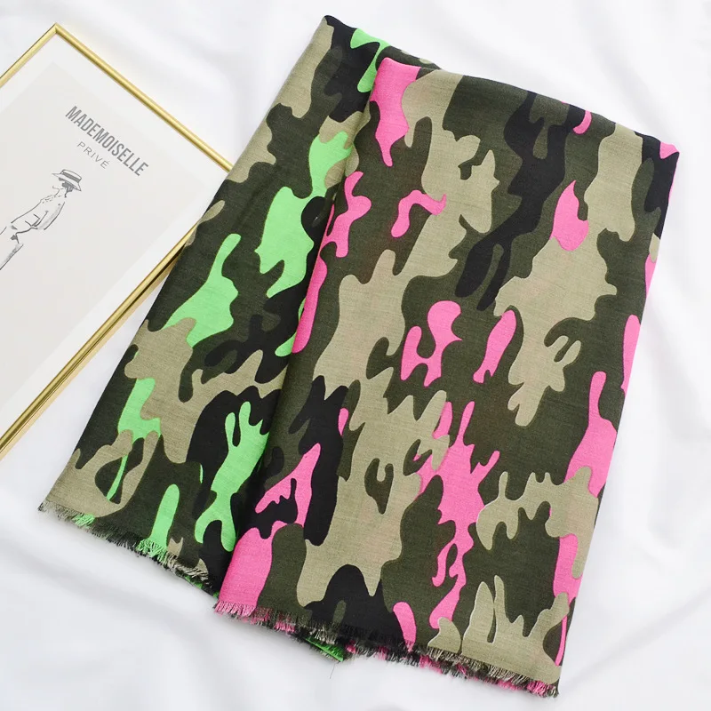 

Original single leopard print camouflage cotton linean scarf spring and summer sun protection shawl thin silk scarf