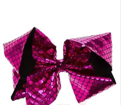 

HOT 8INCH LARGE Silver Holographic Mermaid Hair Bow Dance Hair Bows Cheerleader Bow FOR TEEN GIRLS Hair accessories