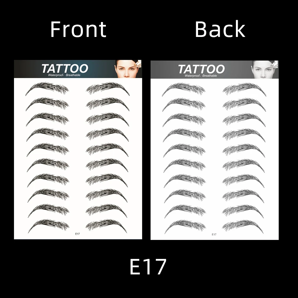 Black Water-based Hair-liked Authentic Eyebrow Tattoo Sticker Waterproof Cosmetics Long Lasting Makeup False Eyebrows Stickers