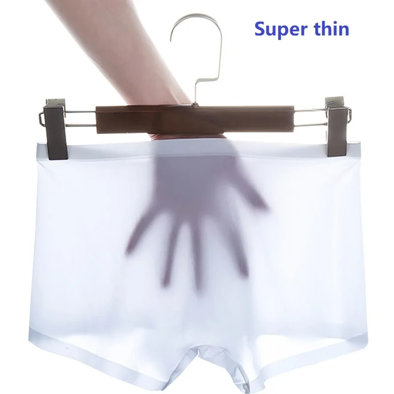 

4pcs/Lot Men'S Underwear Man Boxer Summer Ice silk Breathable Sexy Youth Boxer Ventilate Shorts Four shorts super thin L-3XL