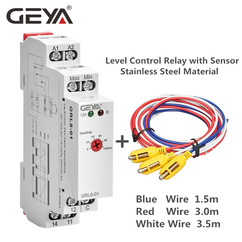 

GEYA GRL8 Water Level Control Relay with Stainless Sensor AC/DC24V-240V Level Control Sensor