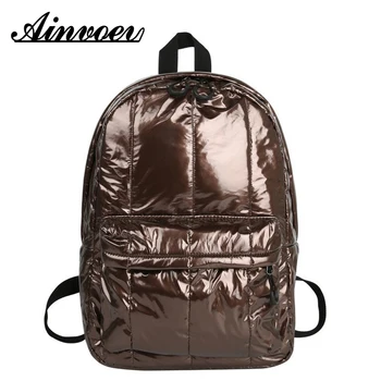 

Ainvoev Casual Fashion Men Women Nylon Glossy Backpack Waterproof Female Sports Backpack Lightweight Students School Bag