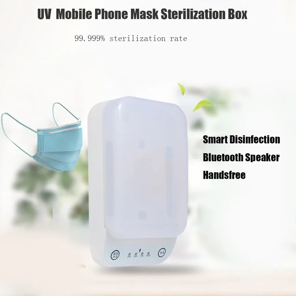 

Multifunction Uv Phone Masks Sterilizer With Blutooth Speaker Handsfree Calling personal Protection Power Bank