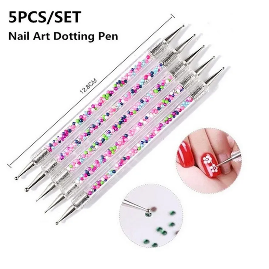 New Nail Art Dotting Pen 5Pcs/set Professional Manicure Tool Double