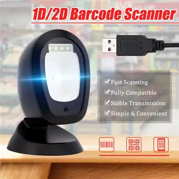 

USB Automatic Barcode Scanner Handsfree 1D 2D Barcode Scanner 360 Degrees Rorating Scanning Platform with USB Interface