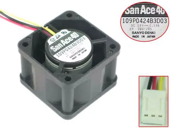 

Вентилятор для охлаждения сервера SANYO DENKI 109P0424B3D03 DC 24 В 0.13A 40x40x28 мм
