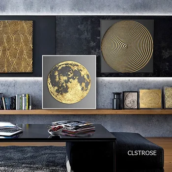 

Abstract Golden Line Circle Graphics Nordic Modern Style Posters Art Canvas Pictures For Living Room Decor Painting Unframed