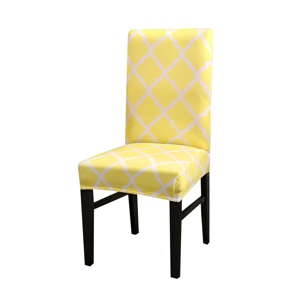 1/2/4 шт. съемный чехол для стула Чехол Эластичный геометрический чехол с принтом для обеденного стула Защитная крышка сиденье для свадьбы - Цвет: 1pc yellow
