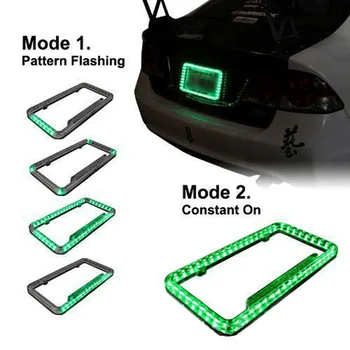 

Universal 12V ABS Green 54LED Light Car Front Rear License Plate Frame Holder With Screw Kit Car Styling Accessories