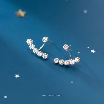 

Modian Genuine 925 Sterling Silver a row Zircon Dangle Earring for Women Geometric Drop Earring Fashion Wedding Fine Jewelry