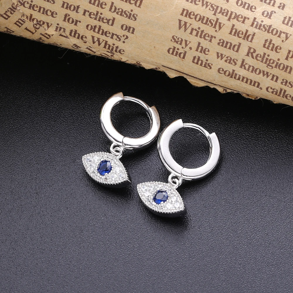 Женские сережки подвески Moonmory серьги из 925 пробы серебра с голубым камнем золота