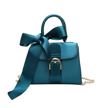 

European style Fashion New Handbags 2018 High Quality PU Leather Velvet Women bag Bow Tie Sweet lady Tote bag Chain Shoulder bag