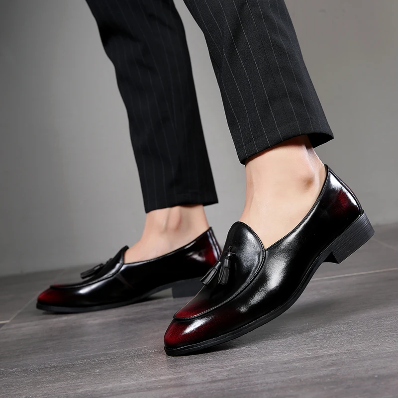 Newest Luxury Handmade Tassel Loafers Plus Size Men Leather Shoes Adult Moccasins Flat Business Social Leather Shoes Men